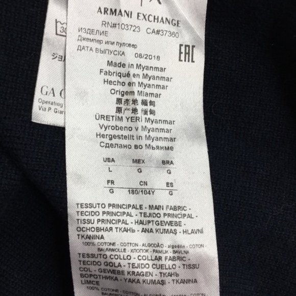 A l X Armani Exchange Quarter Zip Up Sweater Mock Neck Navy Large Men's - Picture 3 of 12